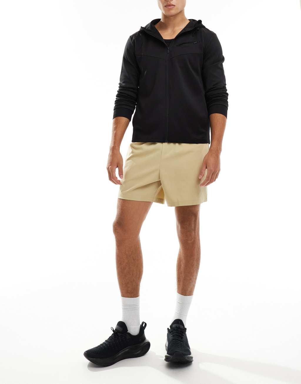 ASOS 4505 Icon 5 inch quick dry training shorts with zip pockets in sand Product Image