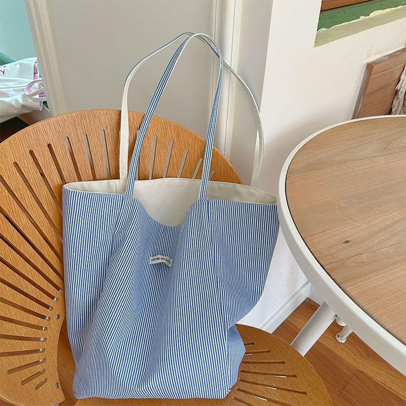 Lettering Embroidered Canvas Tote Bag Product Image