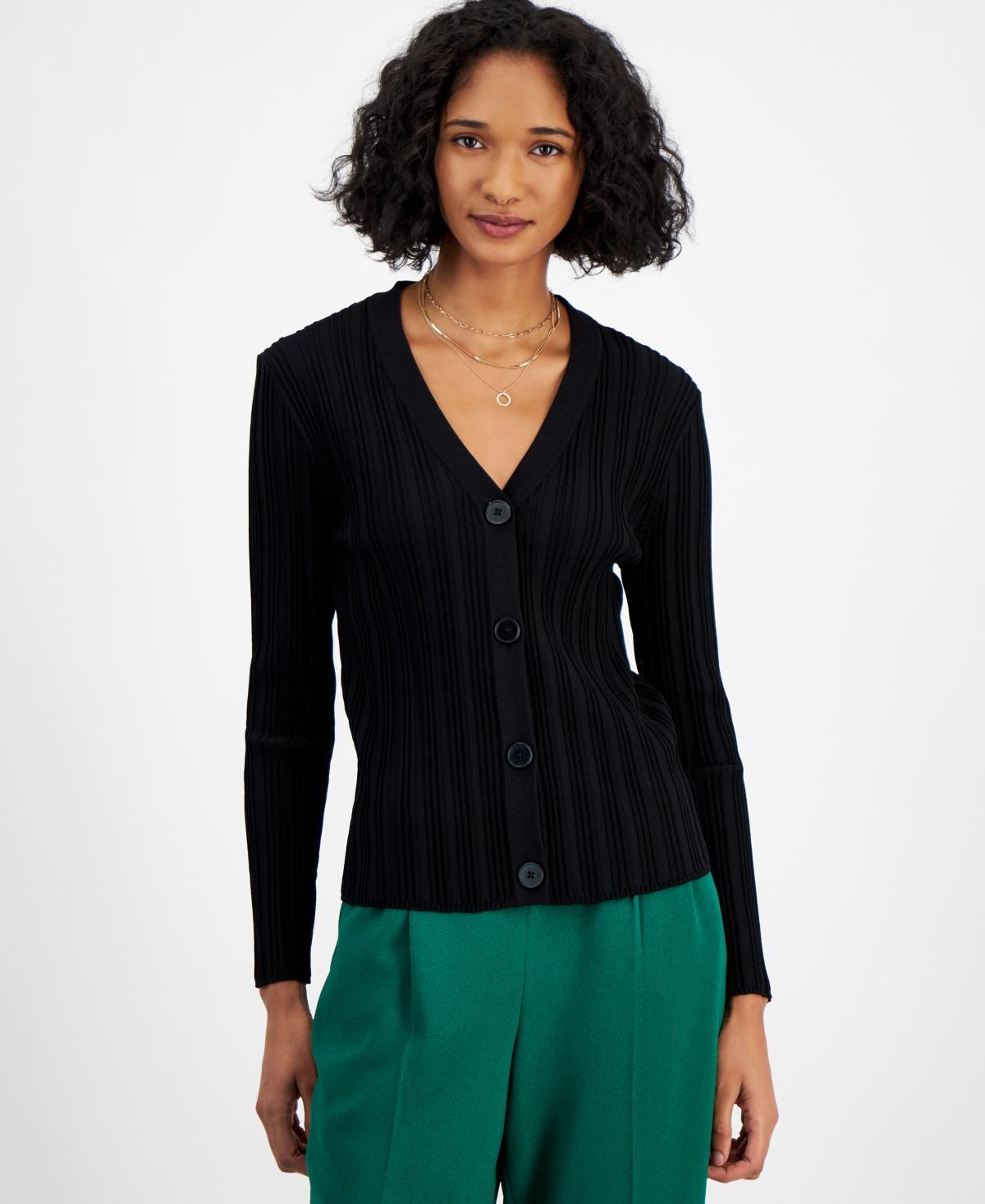 Bar Iii Womens Multi Ribbed V-Neck Cardigan Sweater, Created for Macys Product Image