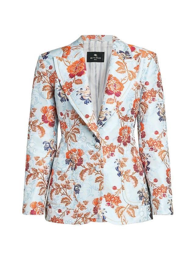 Womens Floral Jacquard Blazer Product Image