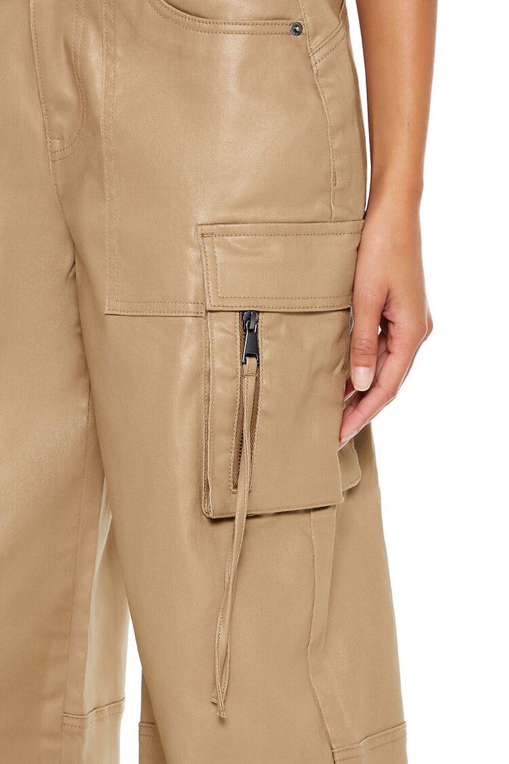 Metallic Mid-Rise Cargo Pants | Forever 21 Product Image