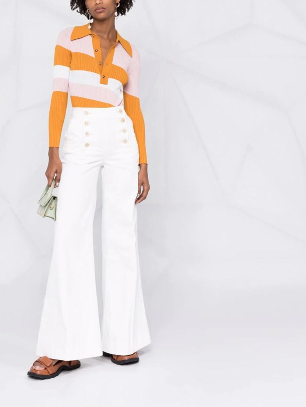 Embroidered High-rise Wide-leg Jeans In White Product Image