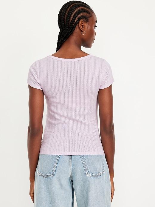 Lace-Trim Ribbed T-Shirt Product Image