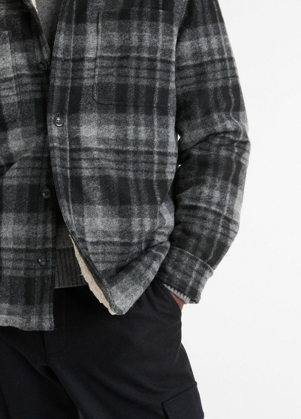 Sherpa-Lined Plaid Shirt Jacket Product Image