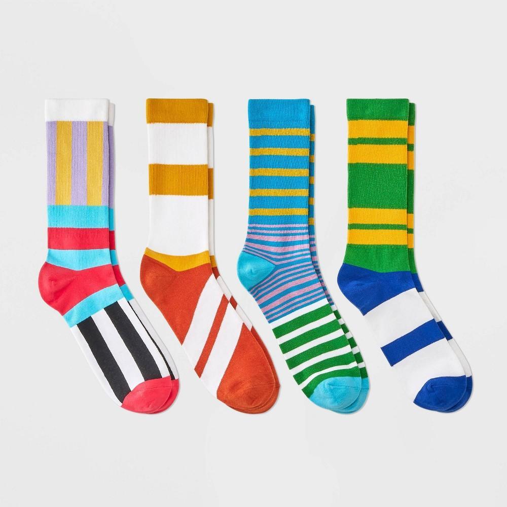 Mens Striped Crew Socks 4pk - Original Use 6-12 Product Image