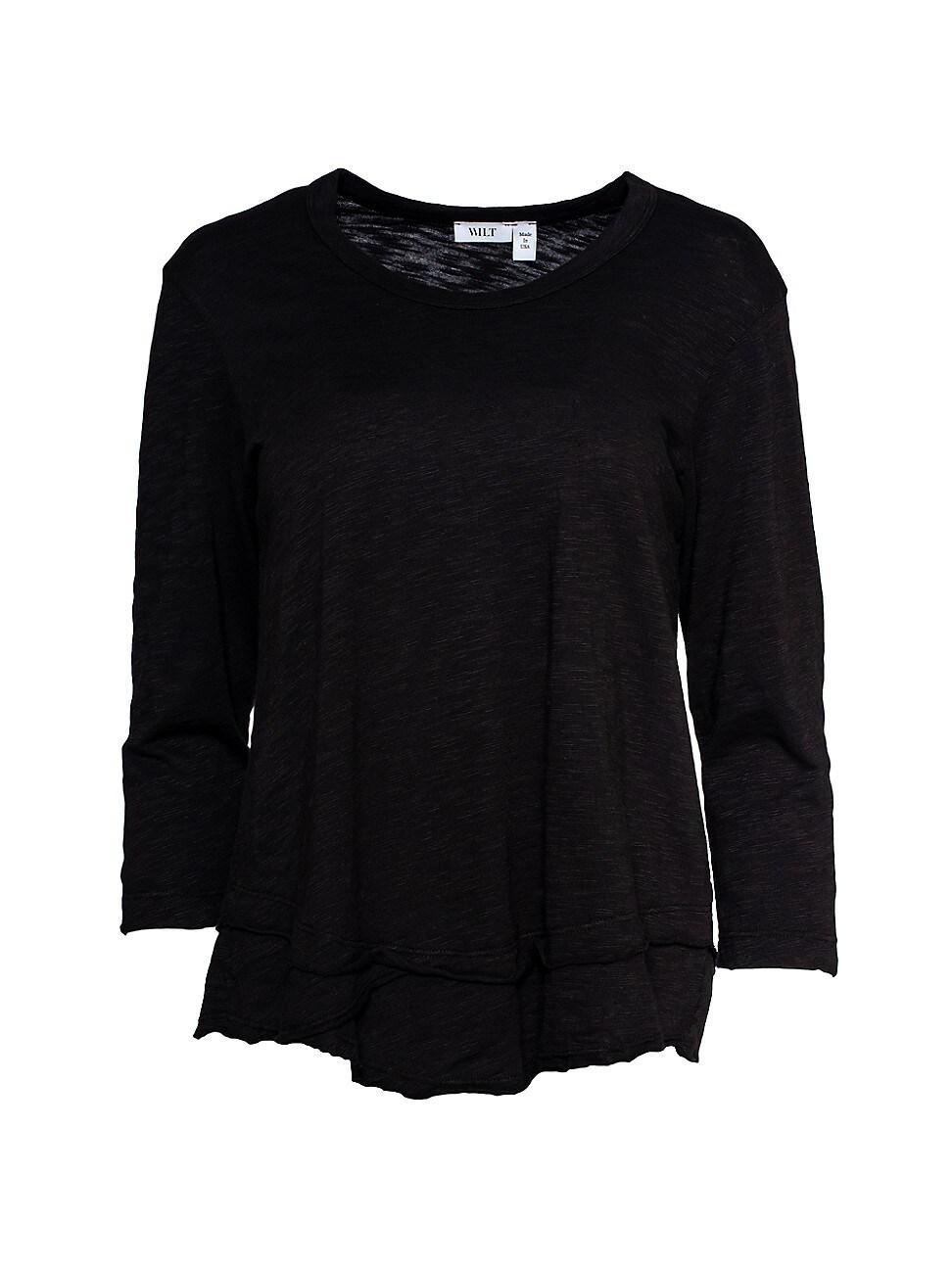 Womens Shrunken 3/4 Sleeve Mock Layer Tee Product Image