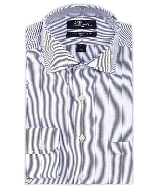 Cremieux Slim Fit Non-Iron Spread Collar Fine Line Stripe Twill Dress Shirt Product Image