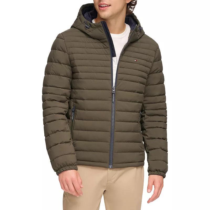 Mens Tommy Hilfiger Hooded Puffer Jacket Brown Product Image