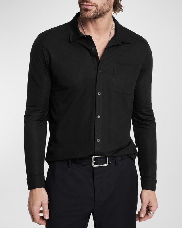 John Varvatos McGiles Piqu Knit Button-Up Shirt Product Image