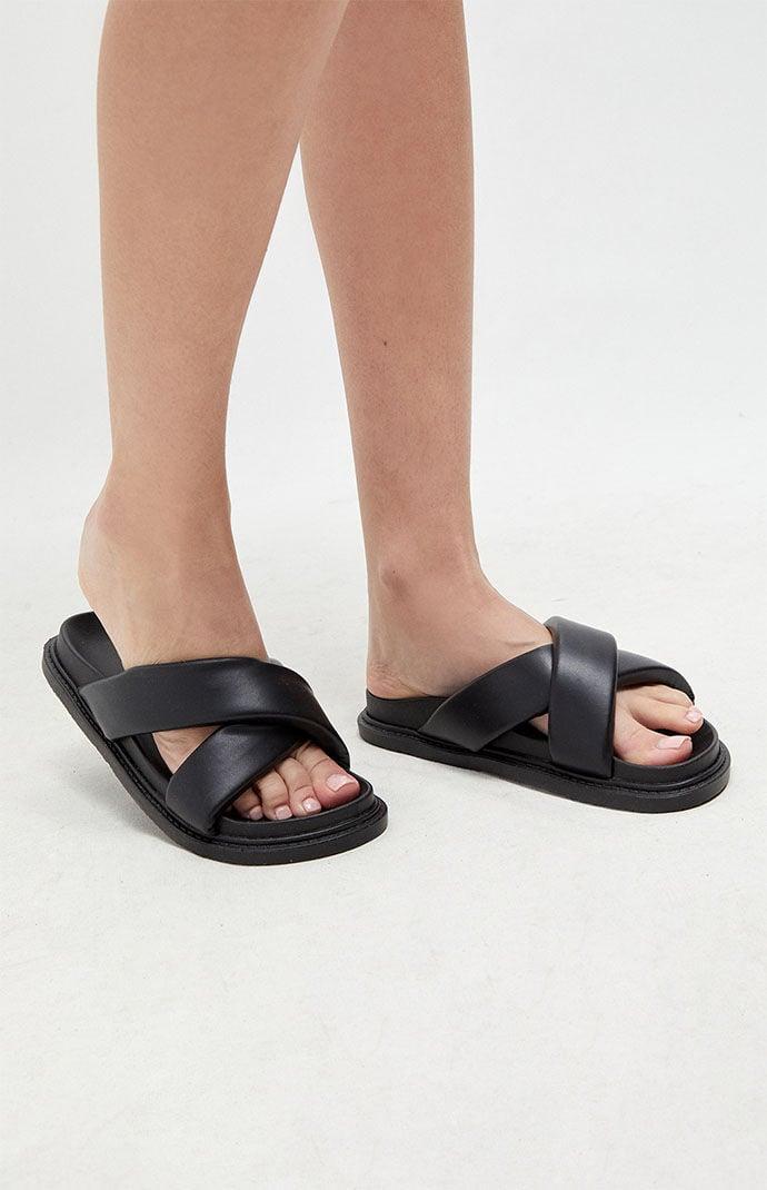 Women's Crisscross Faux Leather Slide Sandals Product Image