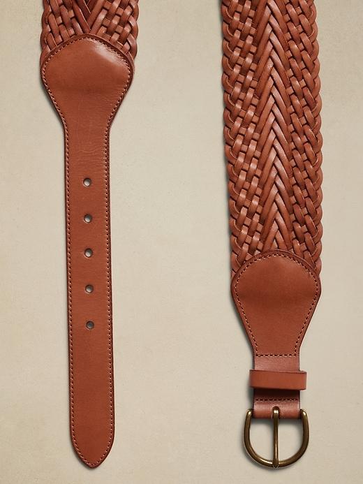 Treccia Braided Leather Waist Belt Product Image