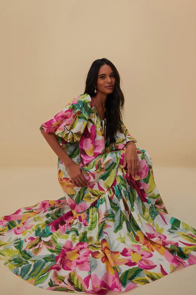 Off-White Painted Flowers Maxi Dress, PAINTED FLOWERS OFF-WHITE / M Product Image