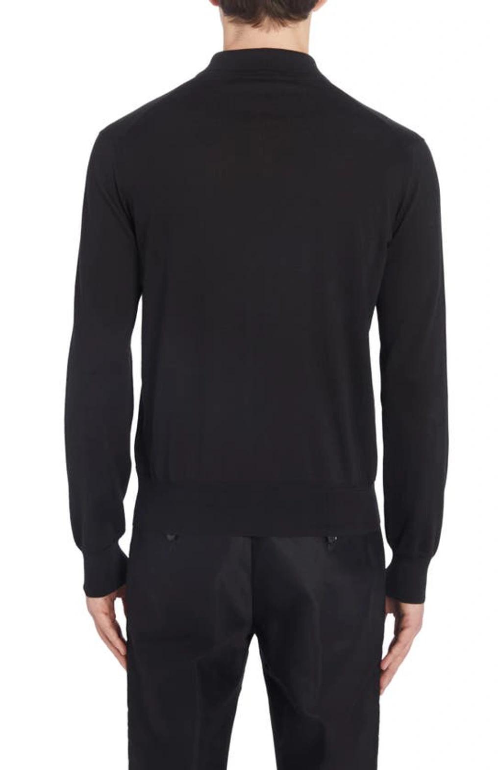 Long-sleeved Polo Shirt In Black Product Image