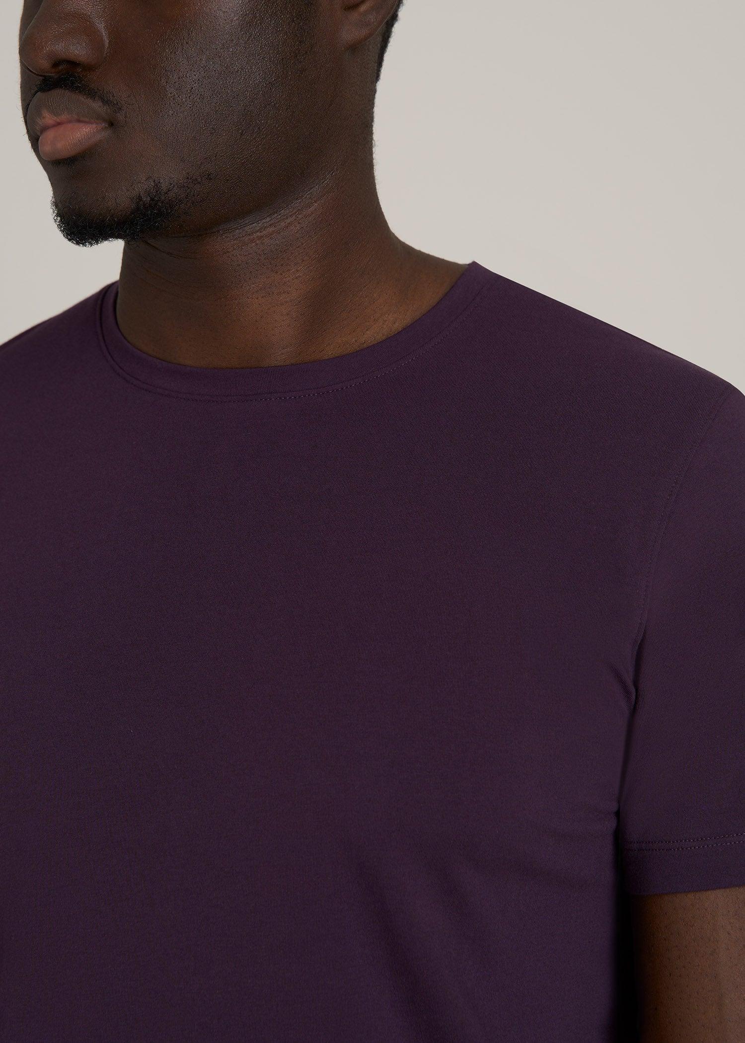 Stretch Cotton MODERN-FIT T-Shirt for Tall Men in Midnight Plum Product Image