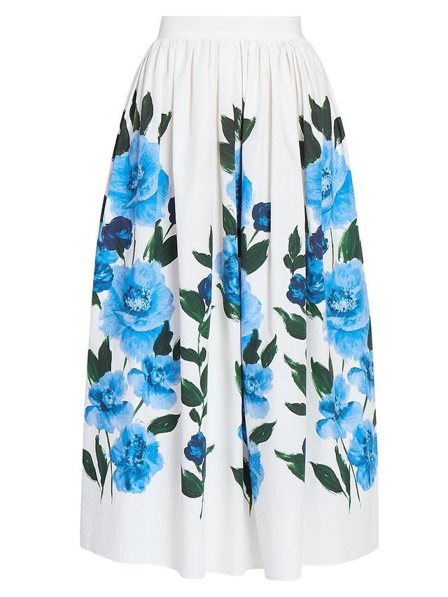 Womens Floral Poplin Midi Skirt Product Image