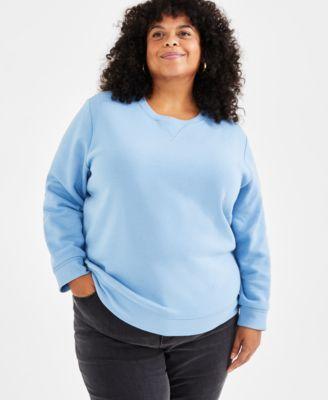 Plus Size Fleece Long-Sleeve Crewneck Sweatshirt, Created for Style & Co Product Image