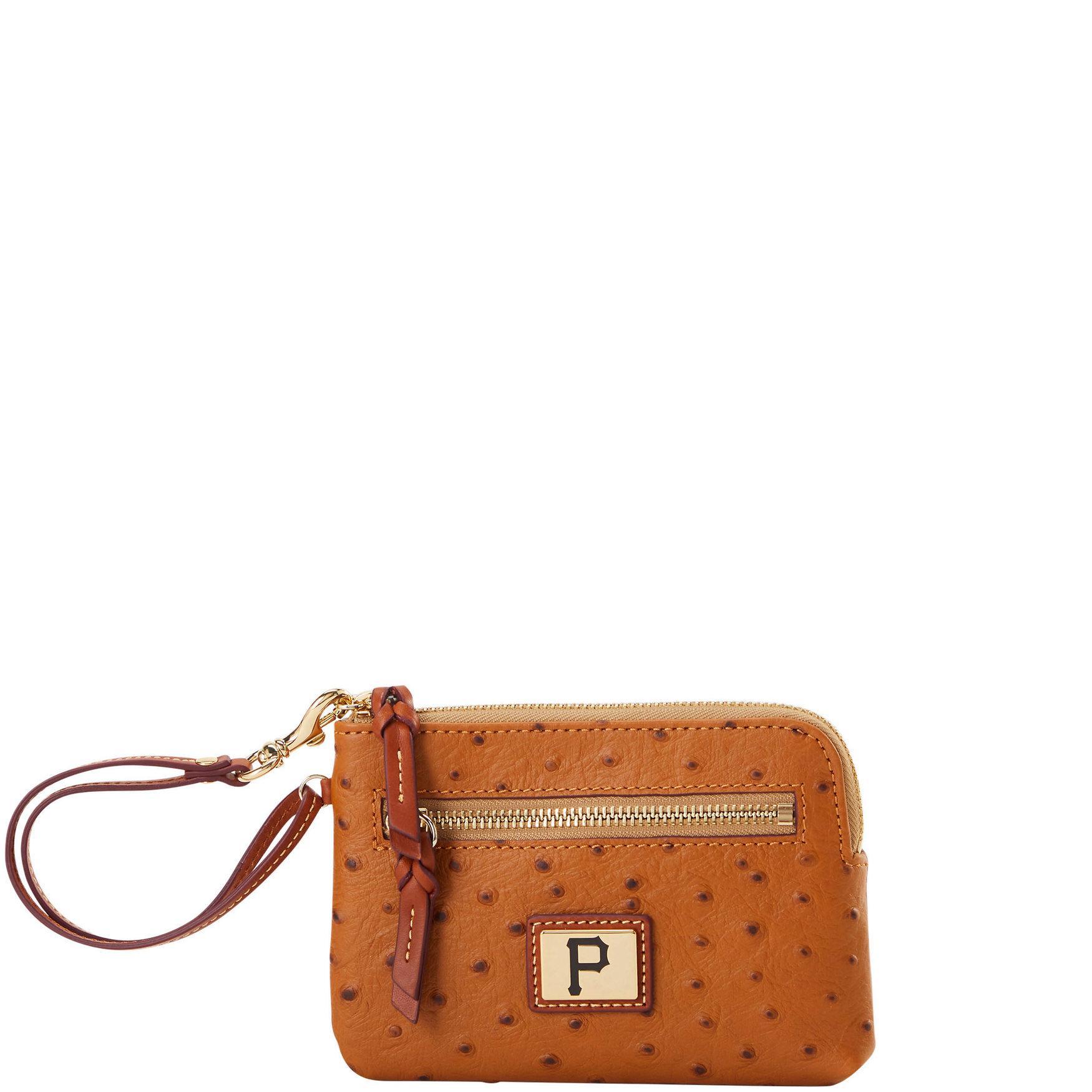 Dooney & Bourke Womens MLB Pirates Zip Around Coated Cotton Wristlet in Caramel Product Image