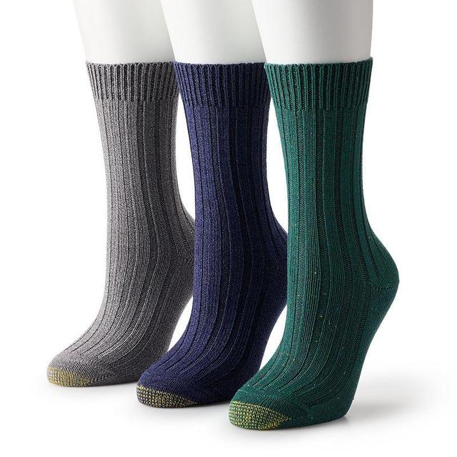 Womens GOLDTOE 3-Pack Marled Rib Crew Socks Green Green Product Image