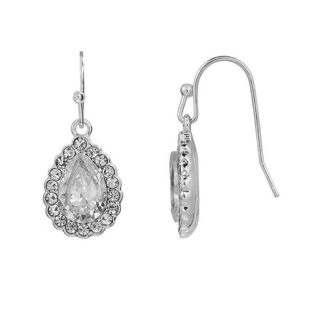 LC Lauren Conrad Silver Tone Teardrop Nickel Free Halo Earrings, Womens Product Image