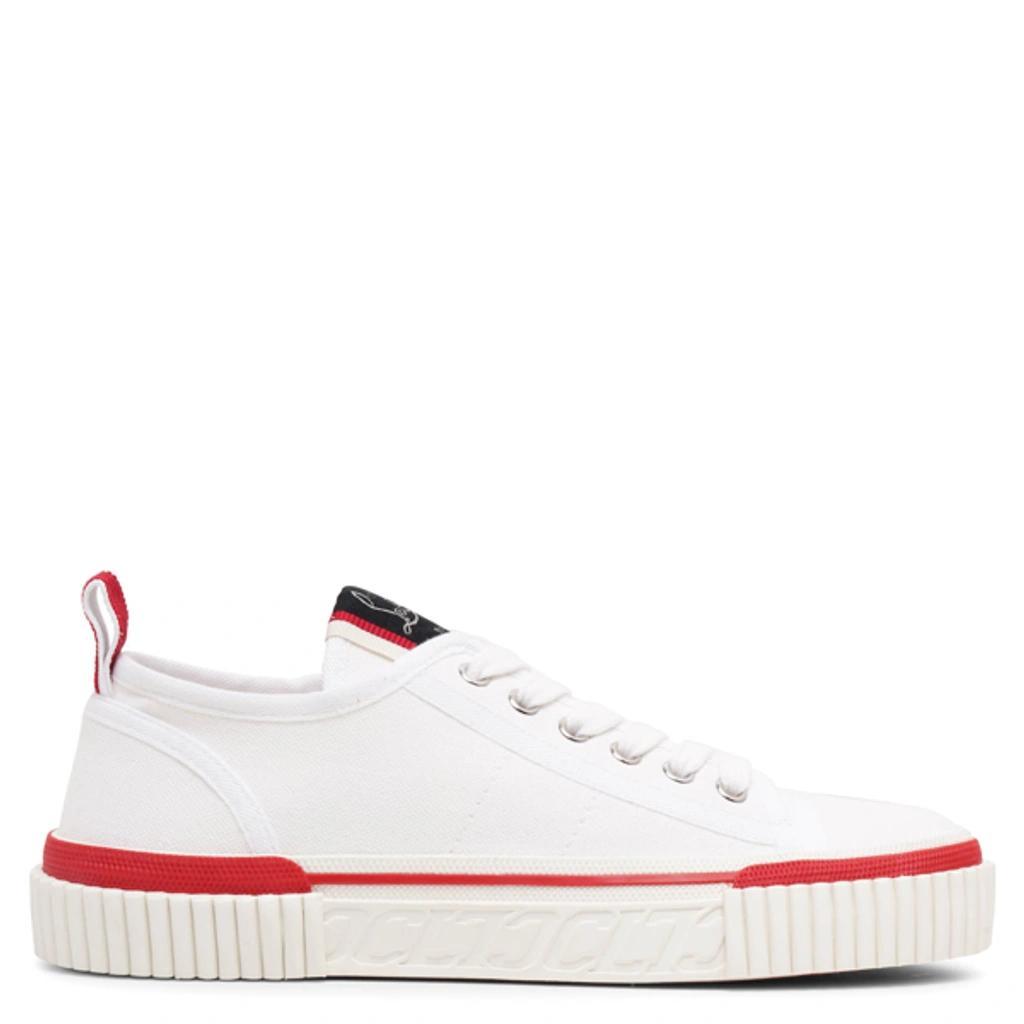 Pedro Donna Canvas Red Sole Sneakers In White Product Image