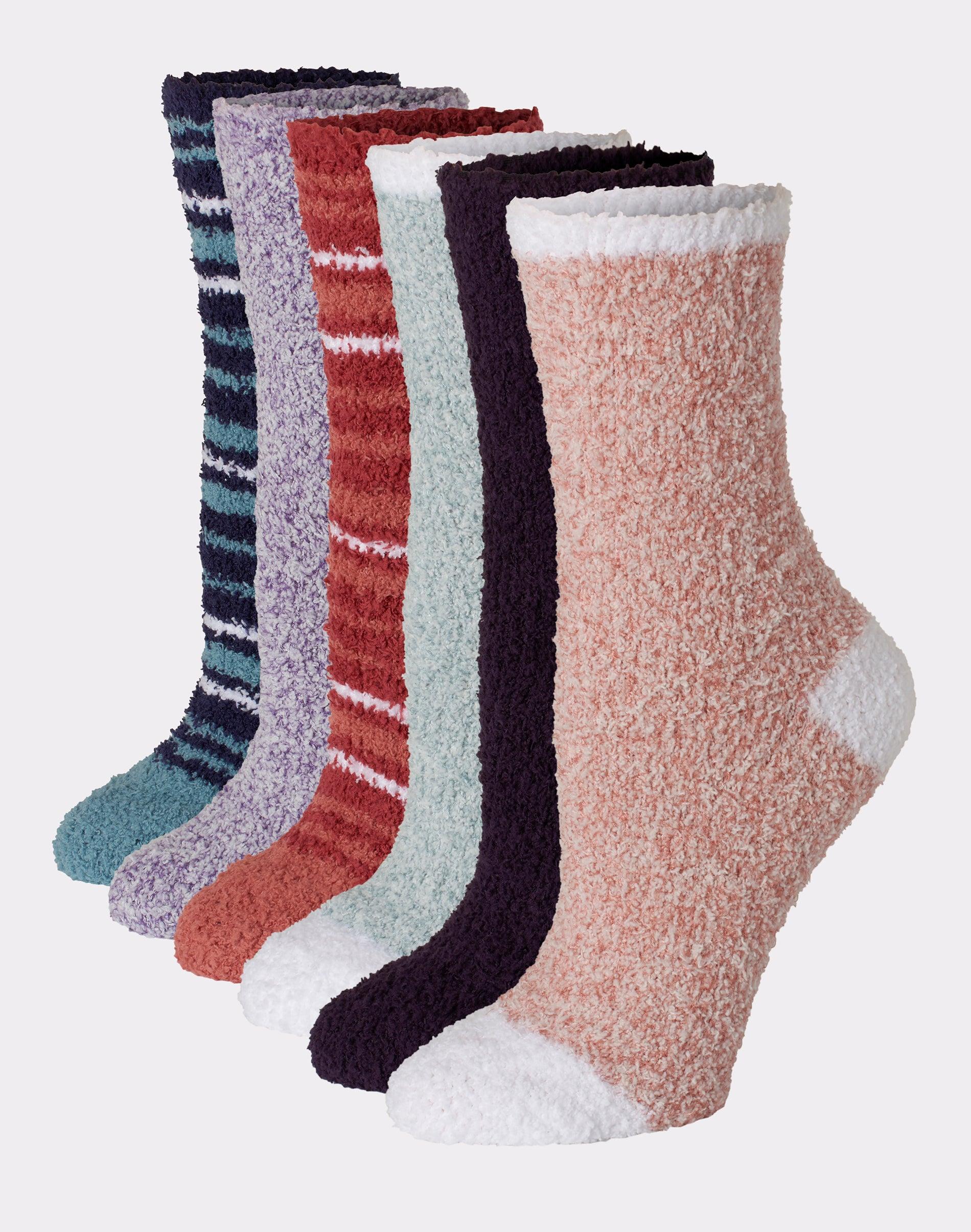 Hanes Womens Cozy Crew Socks, 6-Pairs Ath Stripe/Tie Dye/Solid Asst 5-9 Product Image