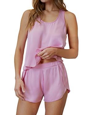 Tulip-Back Washable Silk Tank & Shorts Set Product Image