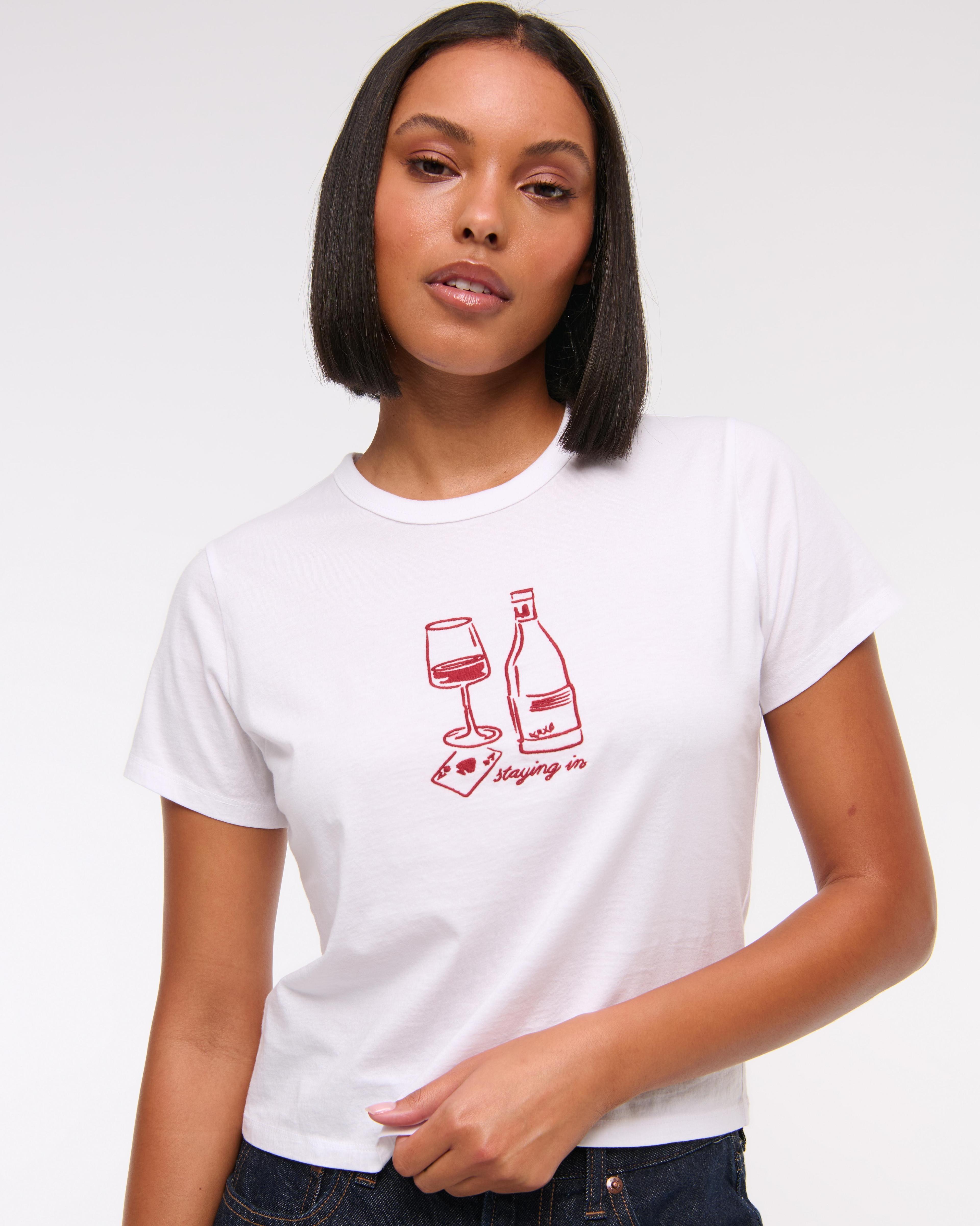 Short-Sleeve Staying In Graphic Skimming Tee Product Image