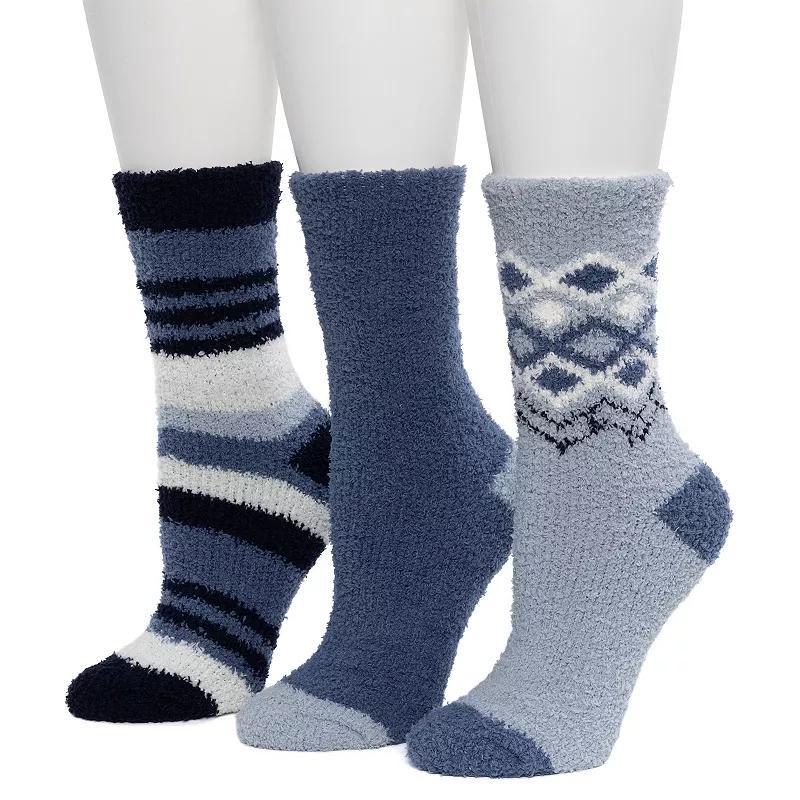 Womens Cuddl Duds 3 Pack Cozy Fair Isle Border Crew Socks Product Image