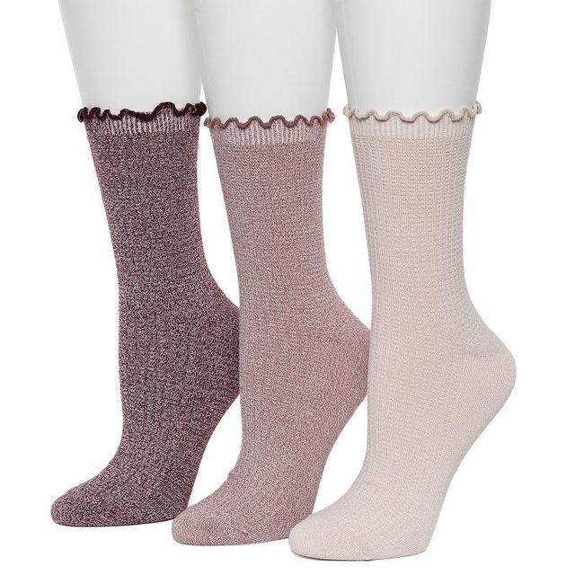 Womens Cuddl Duds 3-Pack Plushfill Midweight Textured Welt Thermal Stitch Crew Socks Product Image