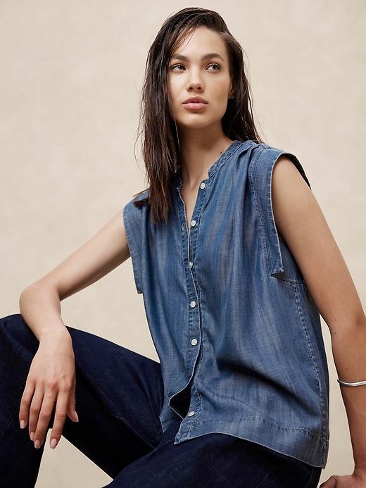 Oversized Chambray Top Product Image