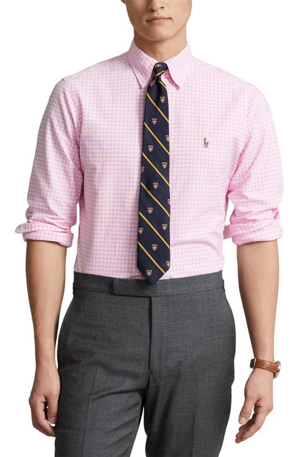 Classic Fit Gingham Oxford Button-down Shirt In Pink White Product Image