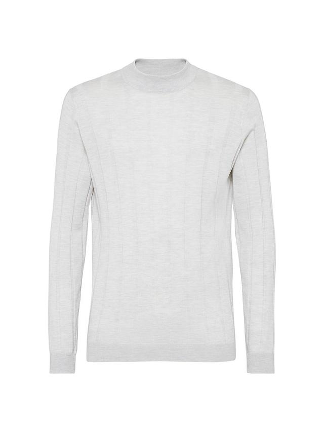 Mens Cashmere and Silk Flat Rib Lightweight Mock Neck Sweater Product Image