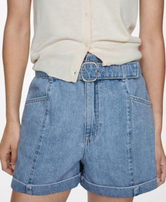 Women's Belt Detail Denim Shorts Product Image