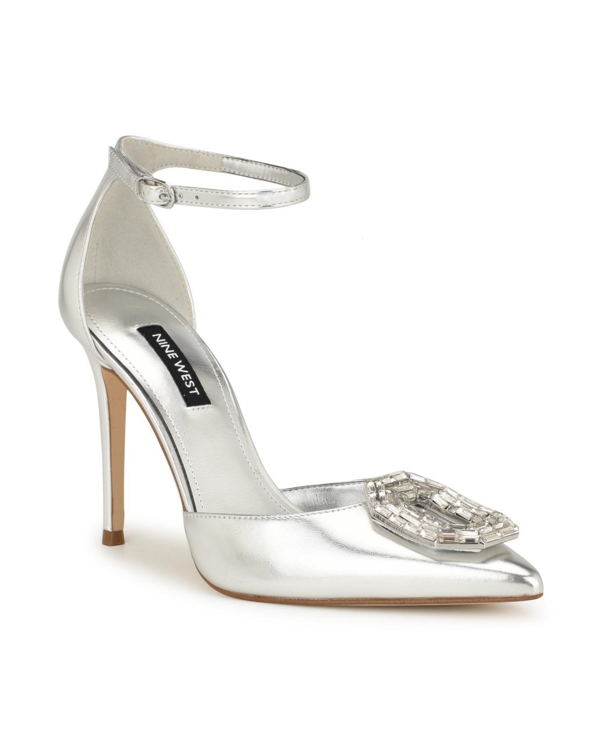 Nine West Felishe Embellished Satin Ankle Strap Pump Product Image