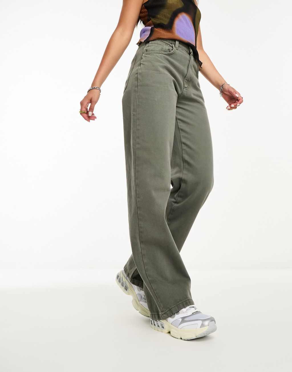 Cotton On loose straight leg jeans in smokey green  Product Image