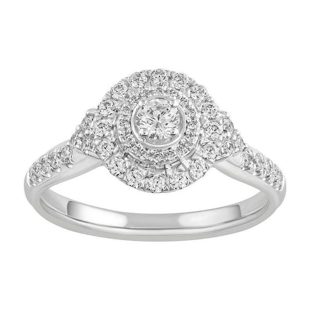 Simply Vera Vera Wang 14k White Gold 1/2 Carat T.W. Diamond Halo Engagement Ring, Womens Product Image