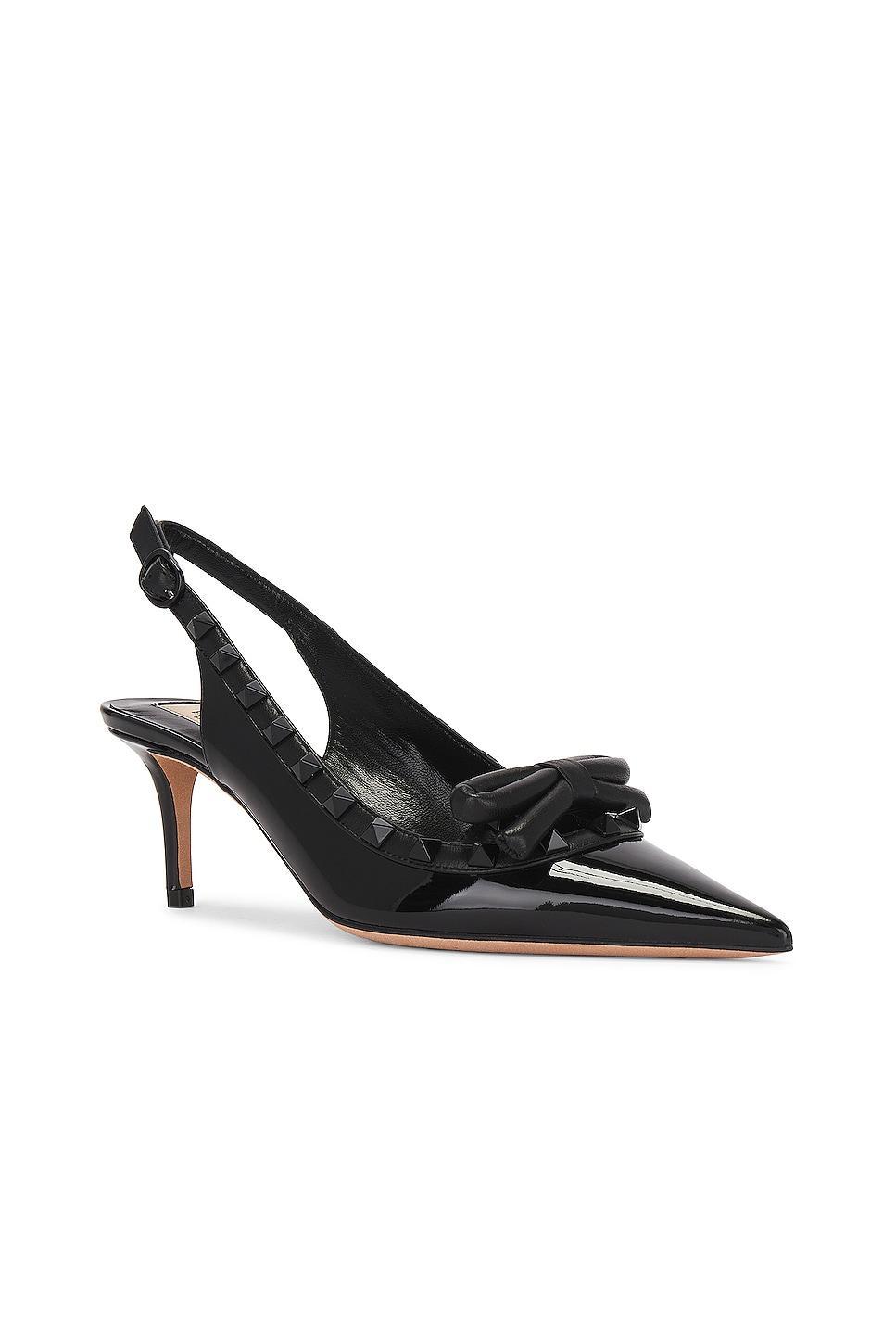 Valentino Garavani Rockstud Bow Sling Back Pump in Black Product Image