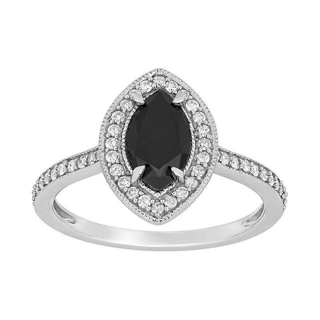 Stella Grace 10k White Gold 1 1/4 Carat T.W. Black and White Diamond Marquise Ring, Womens Product Image