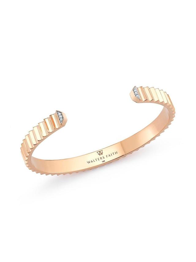 Womens Clive 18K Rose Gold & Diamond Fluted Edge Cuff Bracelet Product Image