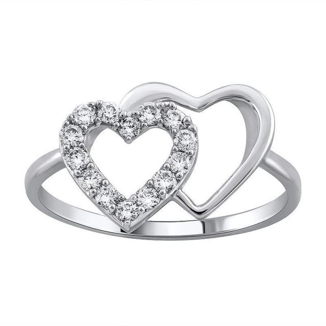 Arctic Clear 14k Gold 1/4 Carat T.W. Lab-Grown Diamond Double Heart Promise Ring, Womens White Product Image