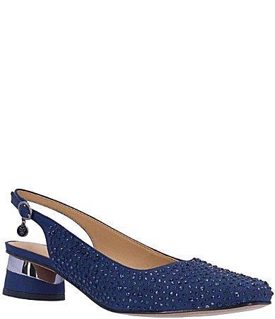 J. Renee Baline Satin Rhinestone Slingback Pumps Product Image