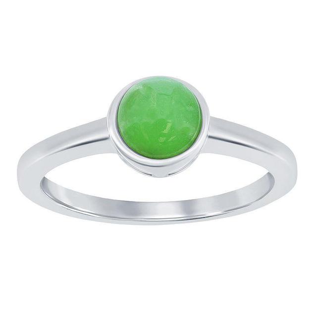 Sterling Silver Genuine Jade Solitaire Ring, Womens Product Image