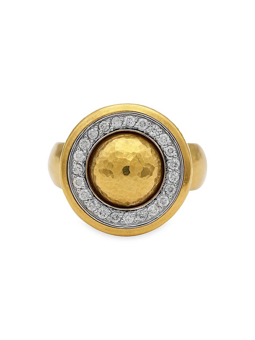 Womens Amulet 18K White Gold, 24K Yellow Gold & 0.37 TCW Diamond Cocktail Ring Product Image