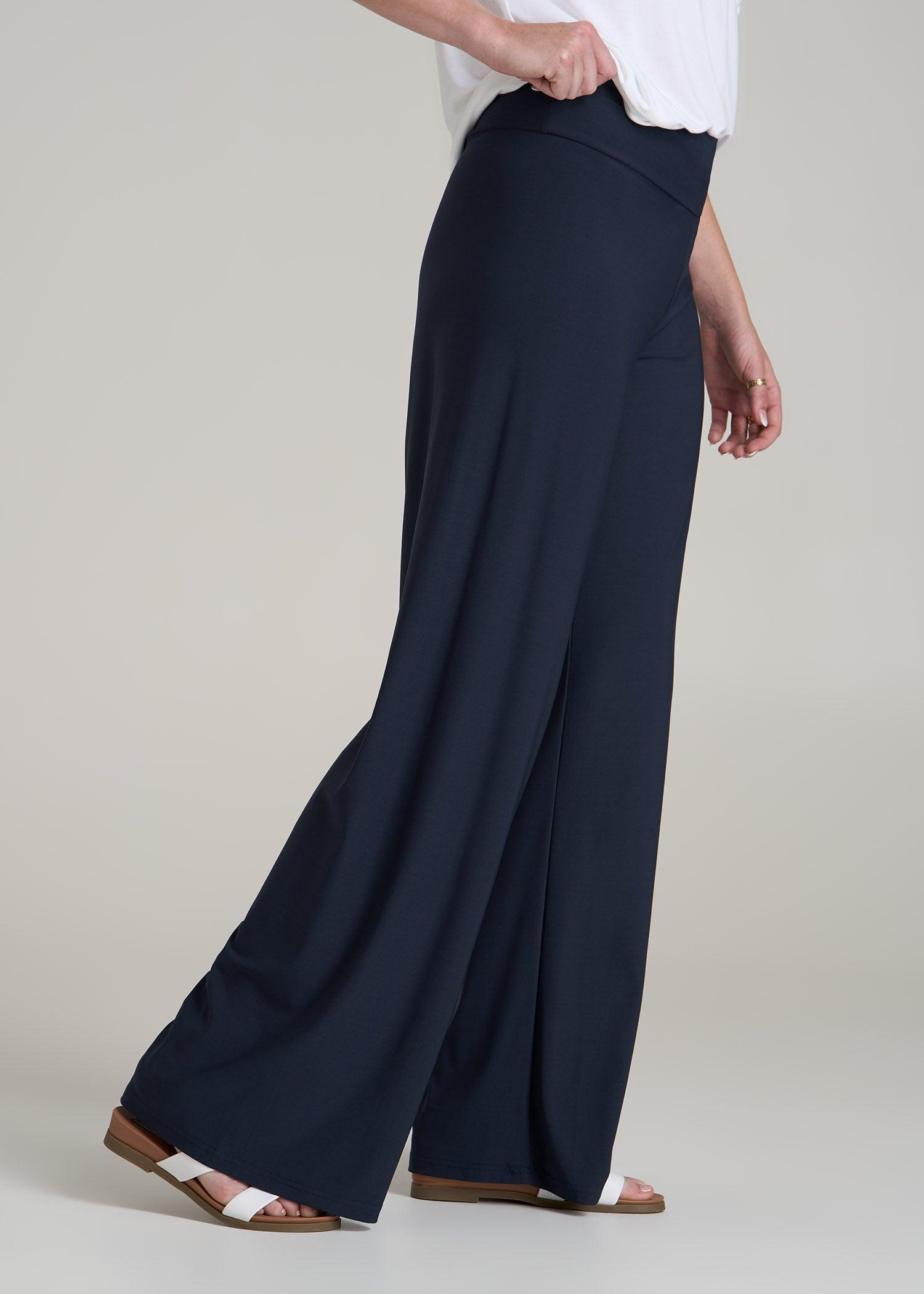 Pull On Breezy Wide Leg Pants for Tall Women in Navy Product Image