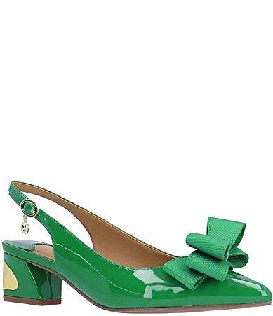 J. Renee Kimma Patent Bow Slingback Pumps Product Image