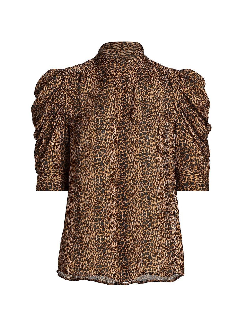 Womens Gillian Leopard Silk Top Product Image