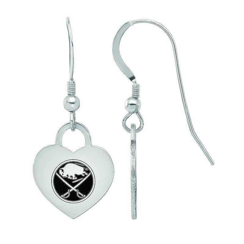 LogoArt Sterling Silver Enamel Buffalo Sabres Heart Drop Earrings, Womens Product Image