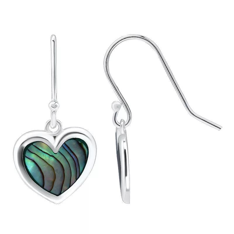 Aleure Precioso Silver Plated Abalone Heart Drop Earrings, Womens, Multicolor Product Image