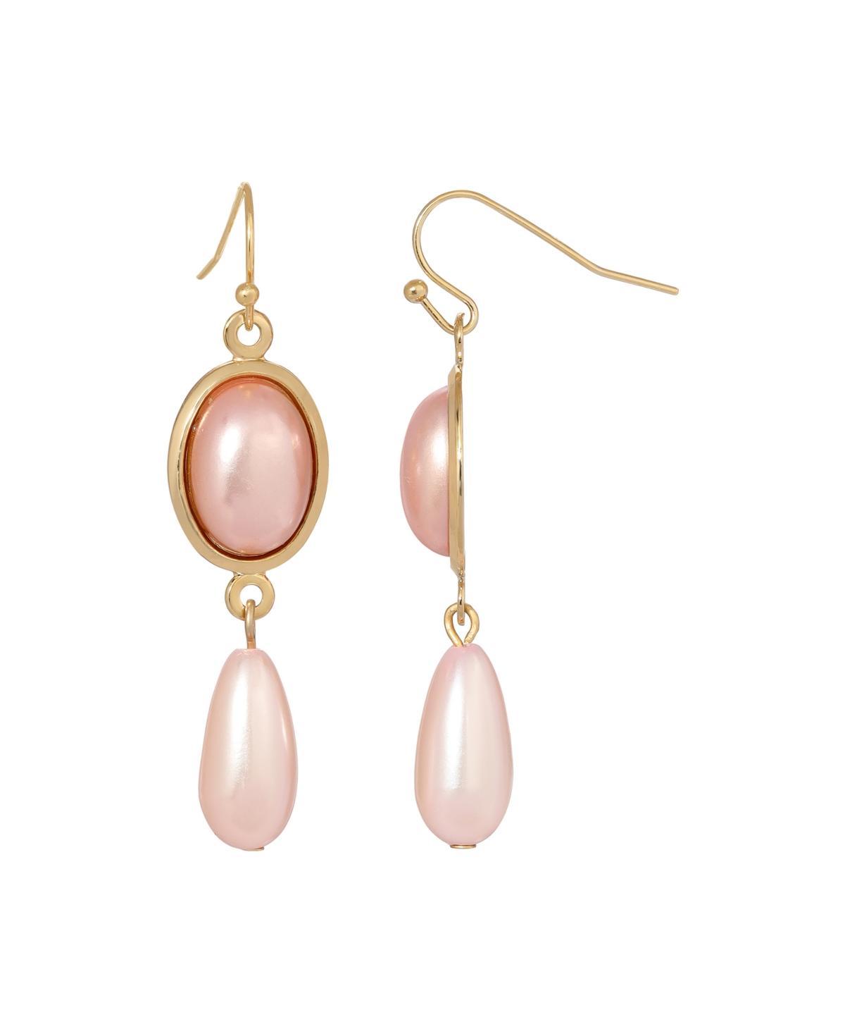 1928 Pink Pearl Drop Earrings, Womens Product Image