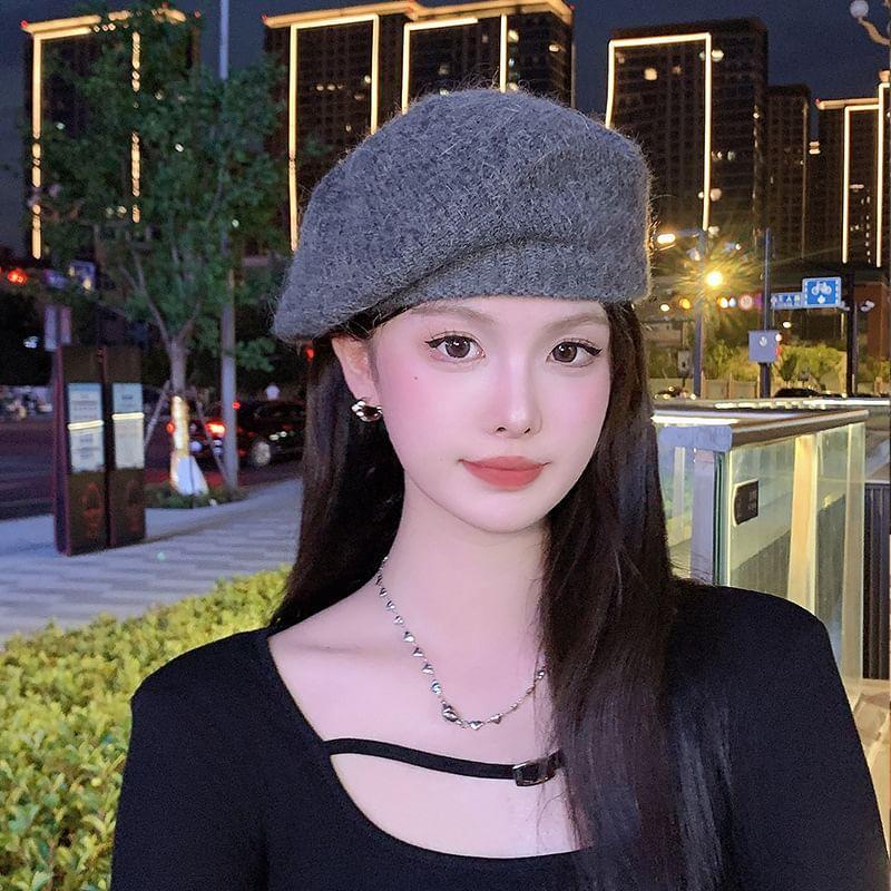 Plain Knit Beret Hat product image